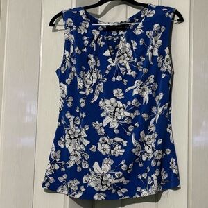 Ivanka Trump Blue Floral Sleeveless Blouse - Size S